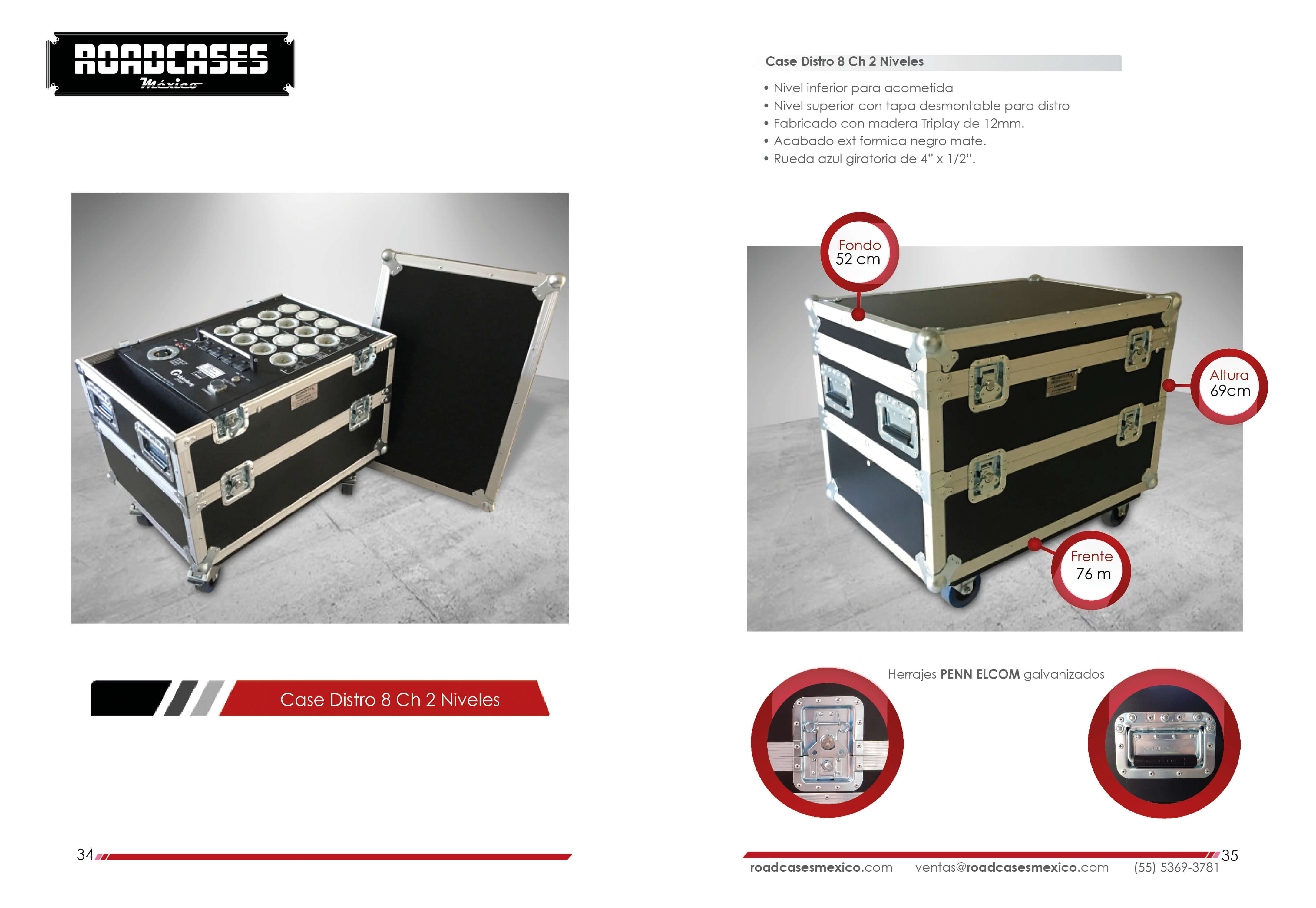 ficha case distro 8ch 2 niveles controlador roadcasesmexico