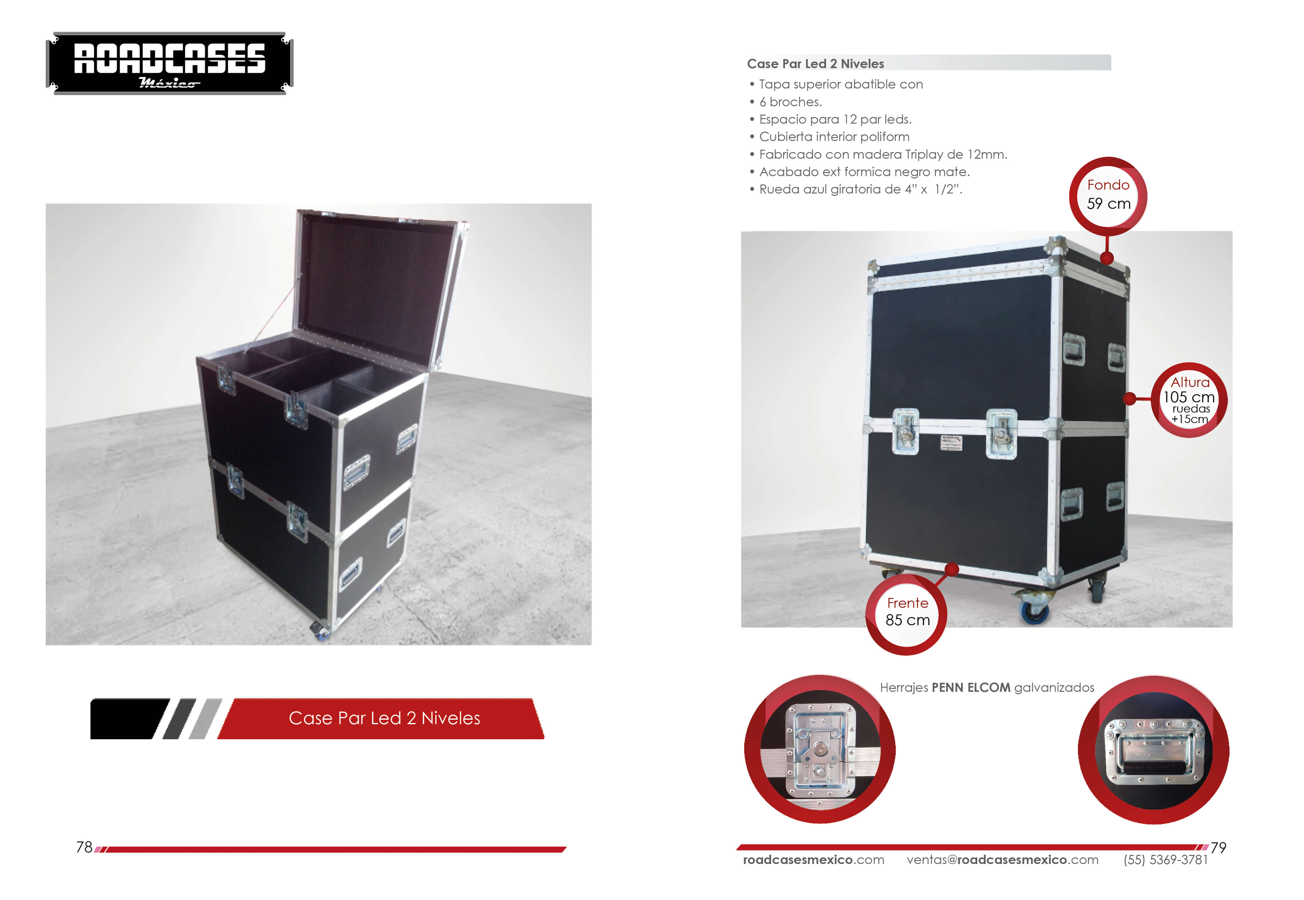 ficha case par led 2 niveles iluminacion roadcasesmexico