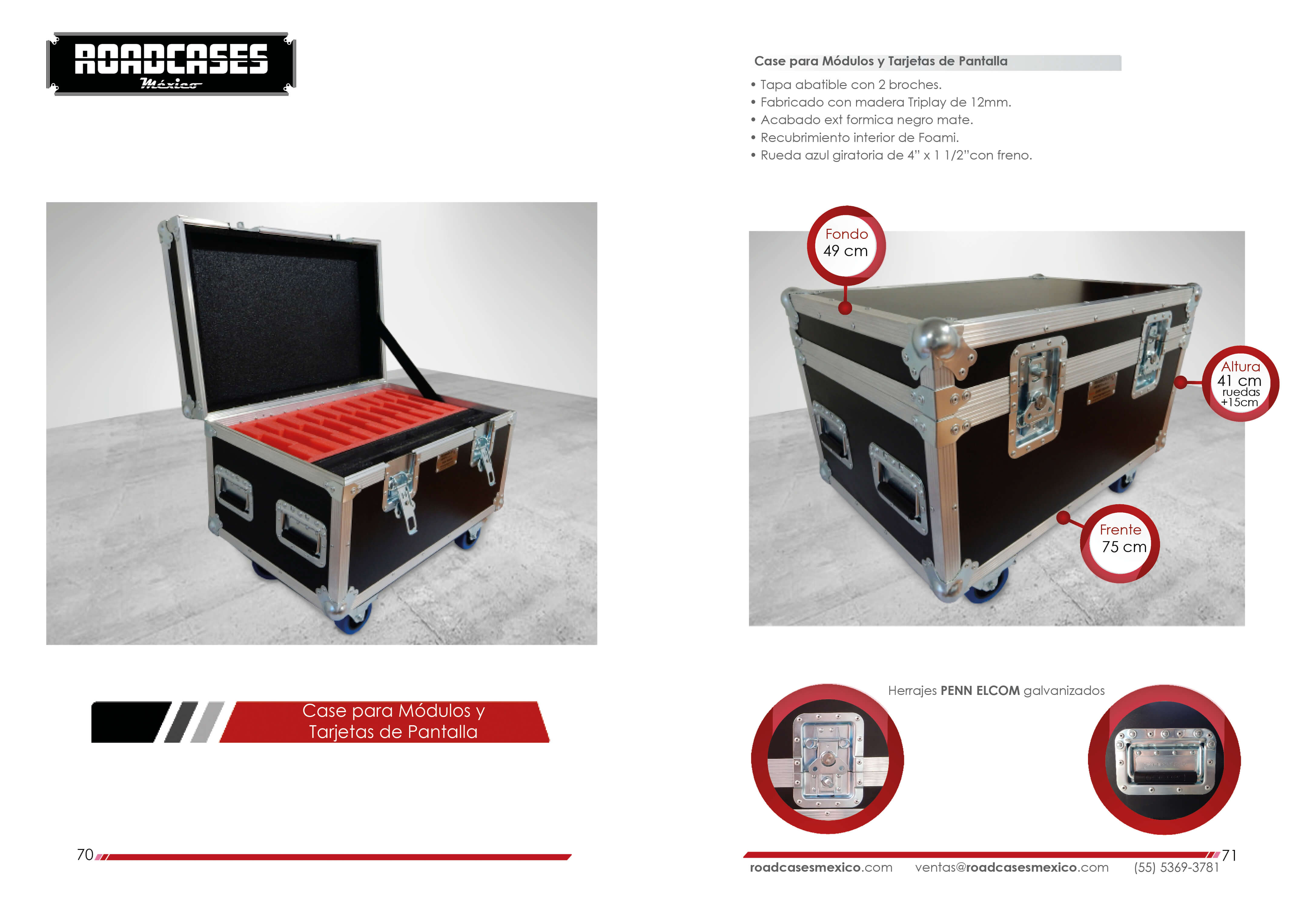 ficha case para modulos y tarjetas de pantalla video roadcasesmexico