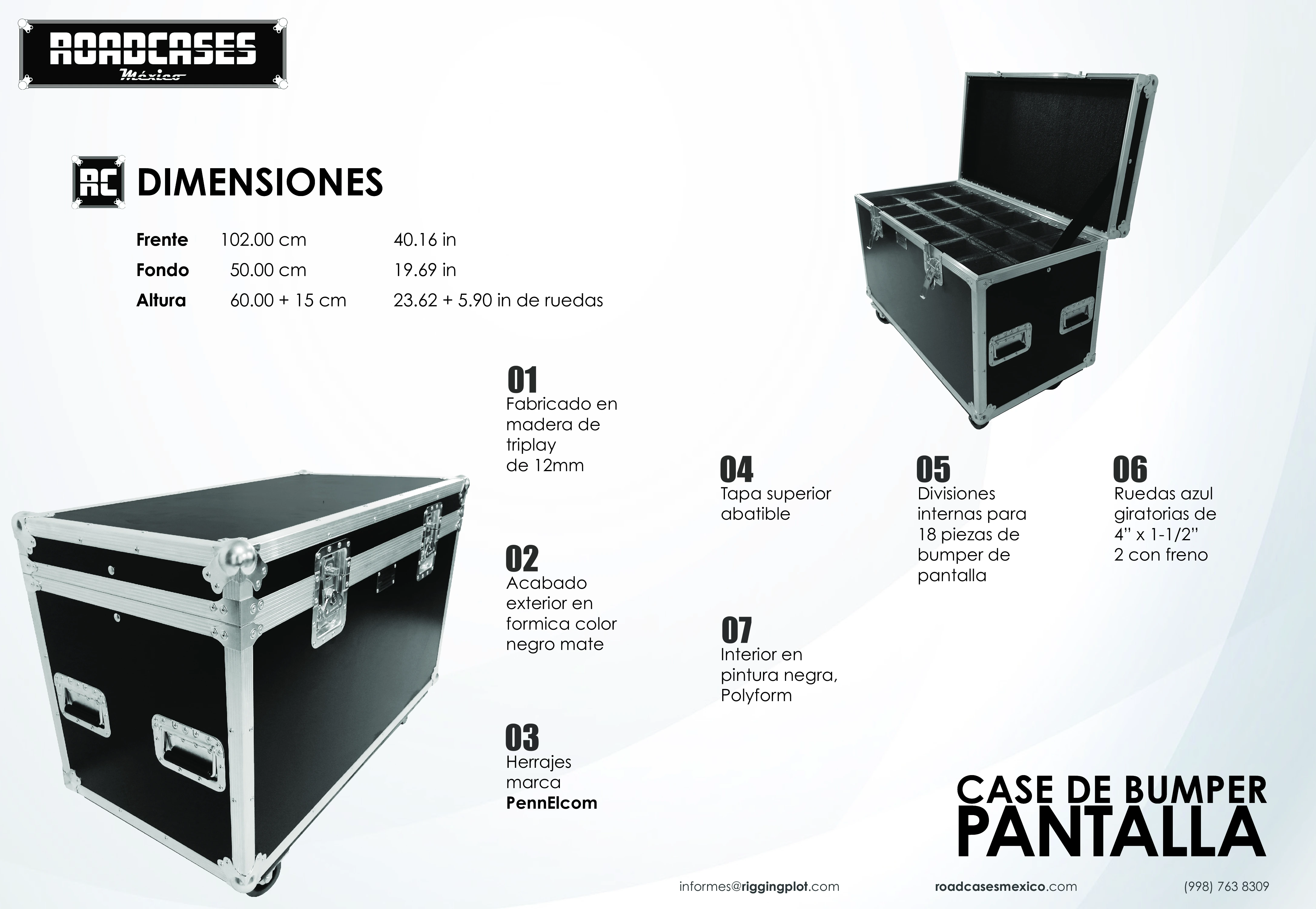 Case para bumper de pantalla de video en roadcasesmexico