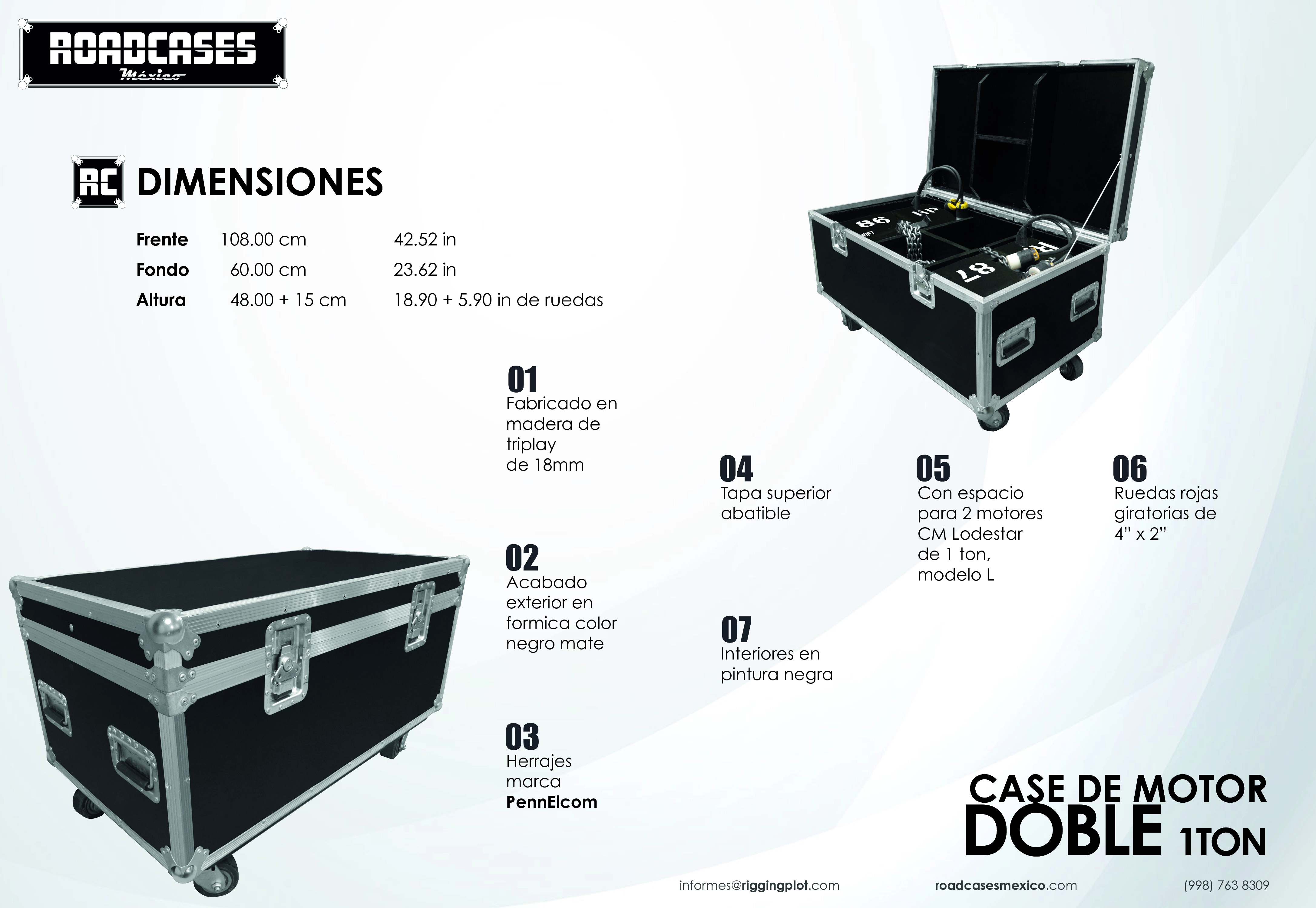 ficha case para resguardo de dos motores de una tonelada, CM Lodestar roadcasesmexico