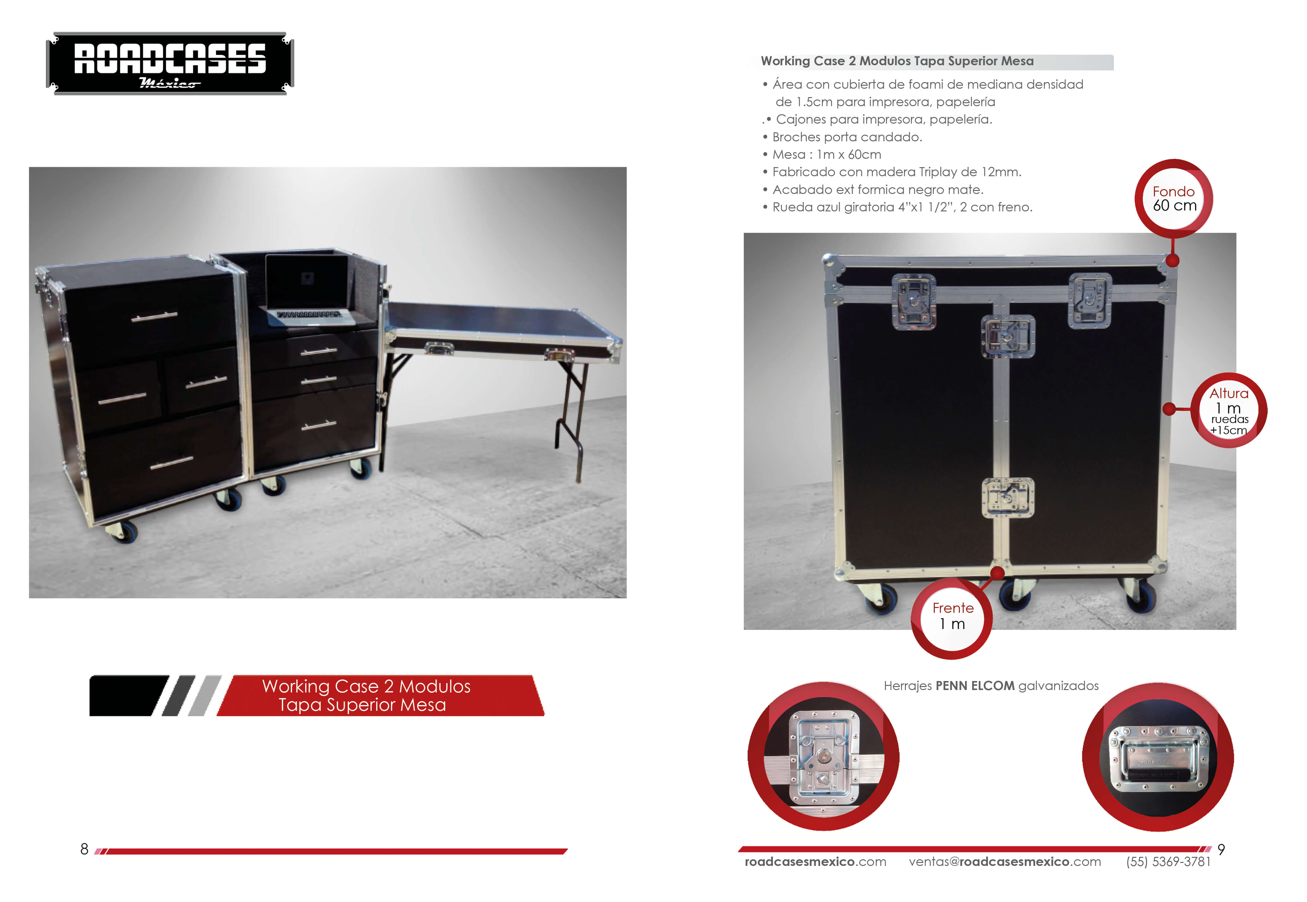 ficha working case duo con mesa produccion roadcasesmexico