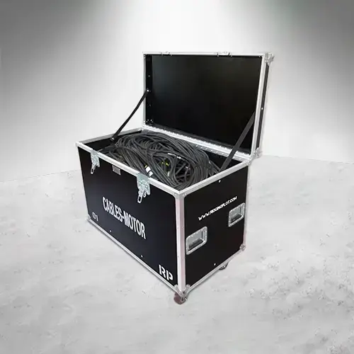 Case Caddy para 20 cables de motor, en Roadcases México, abierto