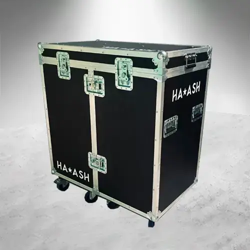 Working Case Duo Deluxe con 2 módulos abatibles, 7 cajones, tapa superior desmontable que se convierte en mesa, área superior para impresora o computadora, fabricado en triplay de 12 mm con iluminación LED y entrada de corriente con supresor de picos. cerrado